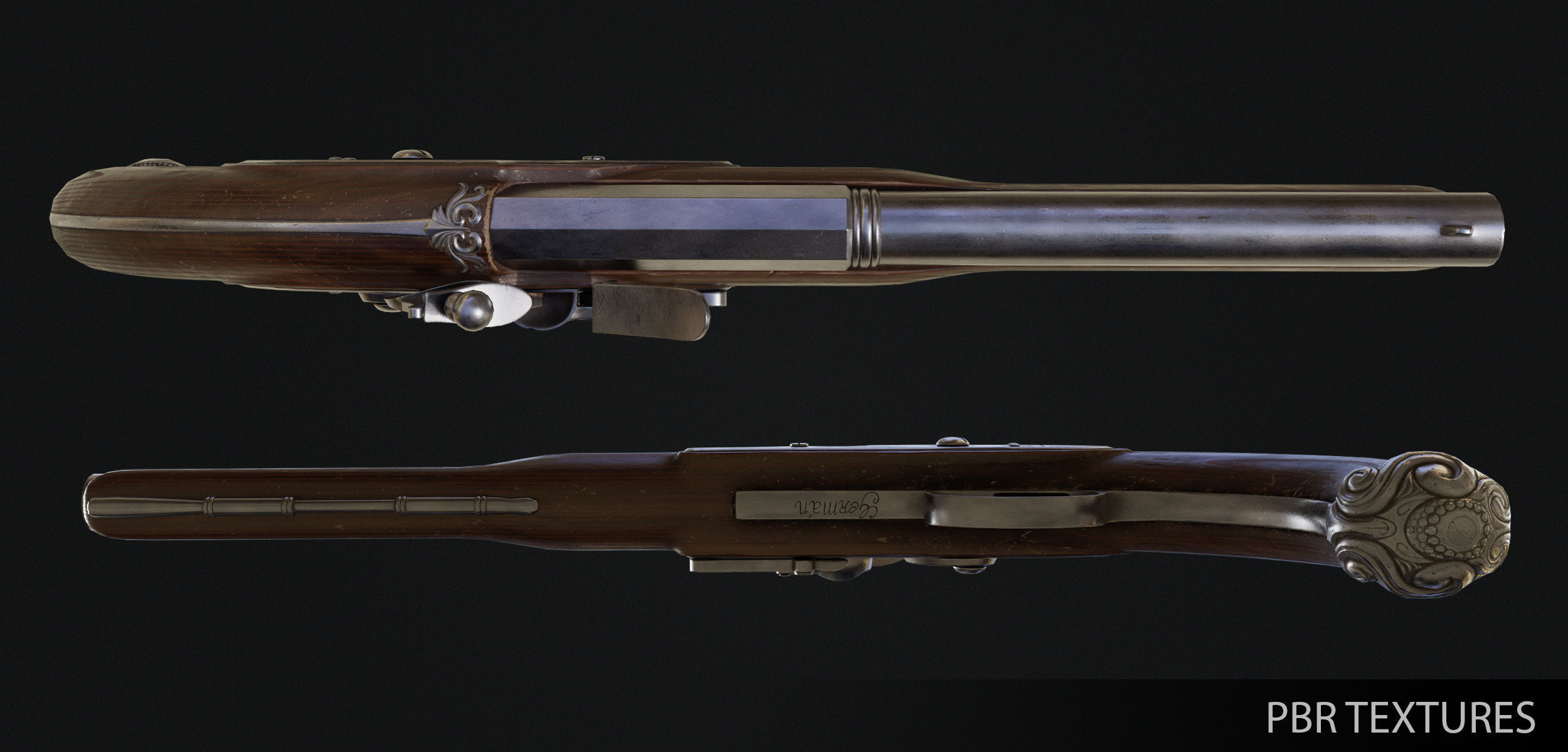 Flintlock Pistol Low-poly 3D model_3