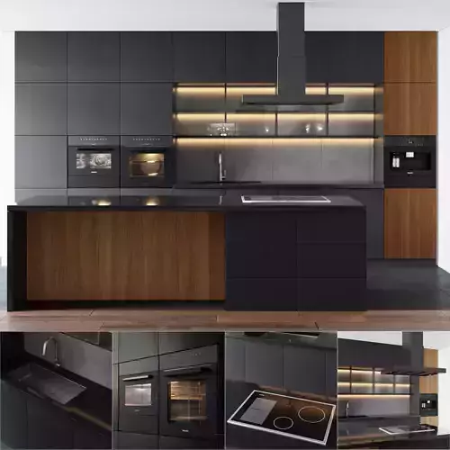 modern kitchen with island 003 Low-poly 3D model