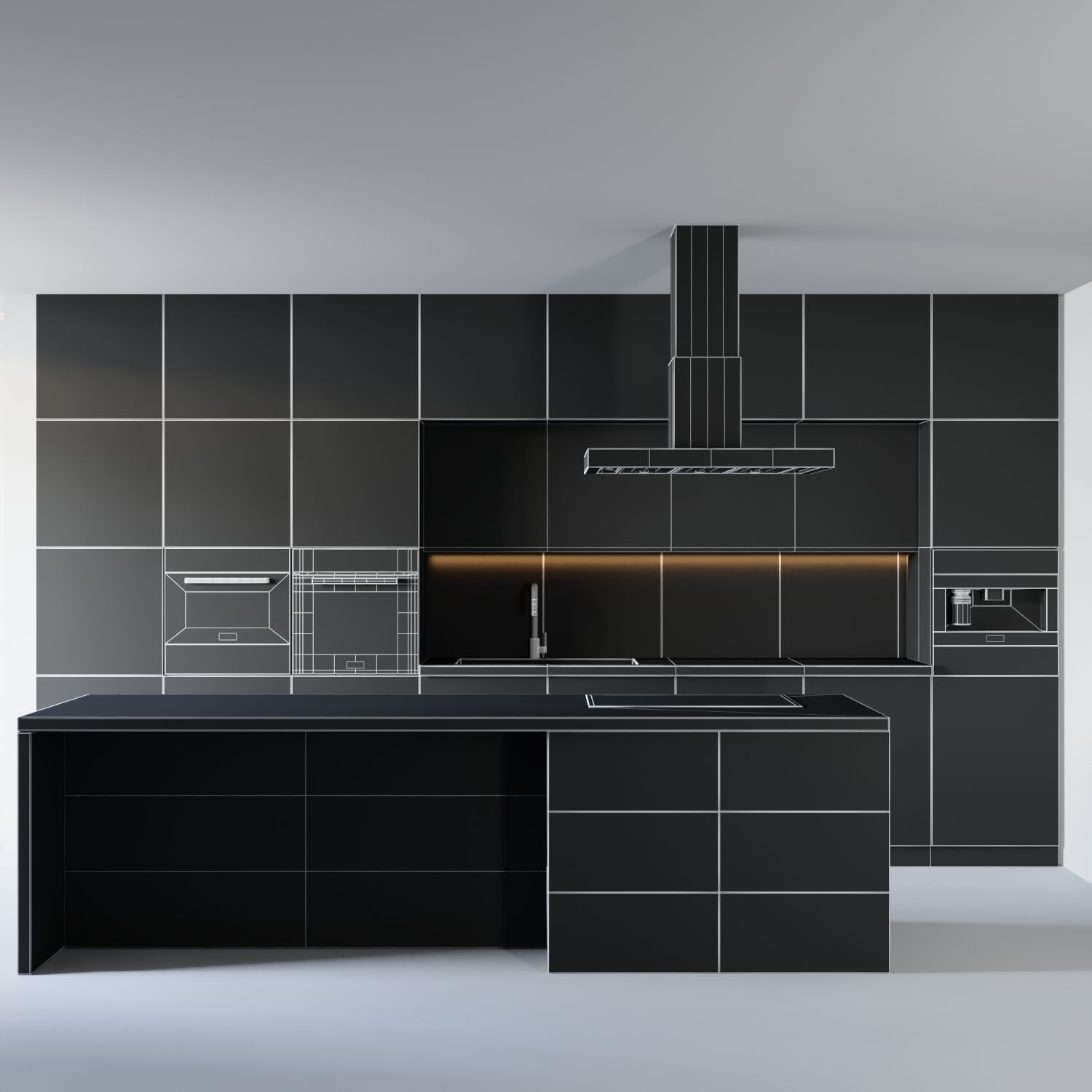 modern kitchen with island 003 Low-poly 3D model_6