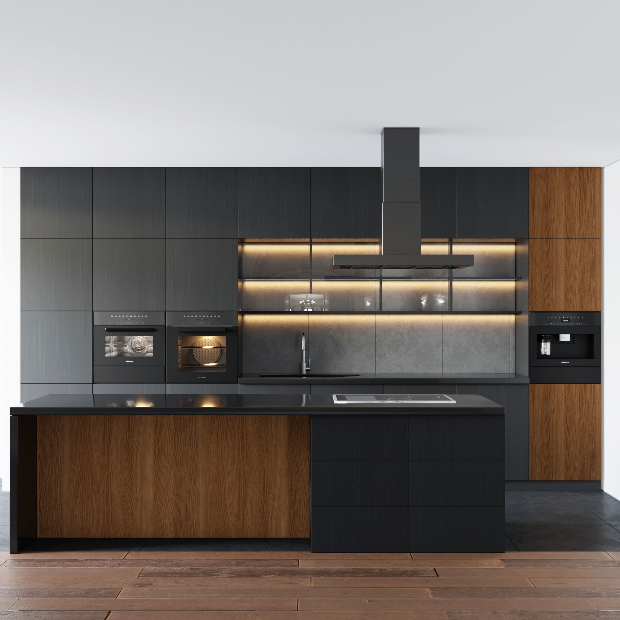 modern kitchen with island 003 Low-poly 3D model_1