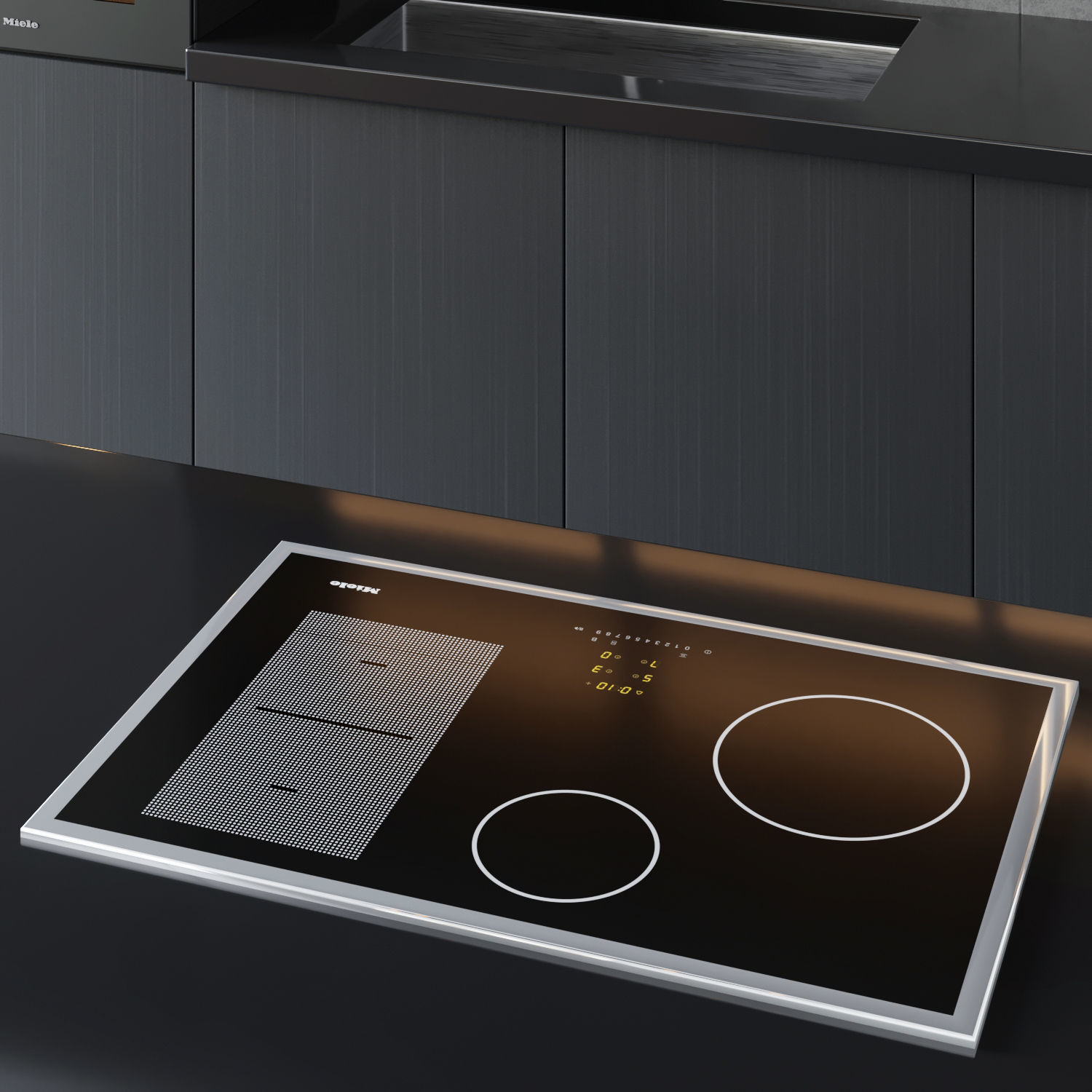 modern kitchen with island 003 Low-poly 3D model_4