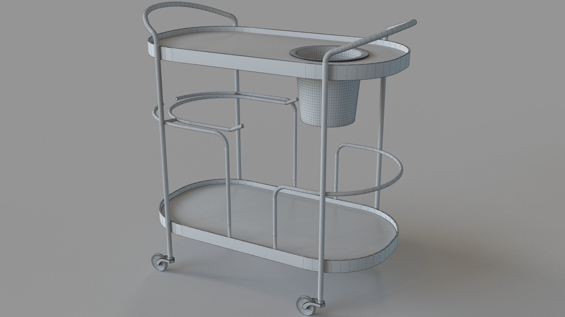 Marble-Top Brass Bar Cart 3D model_5