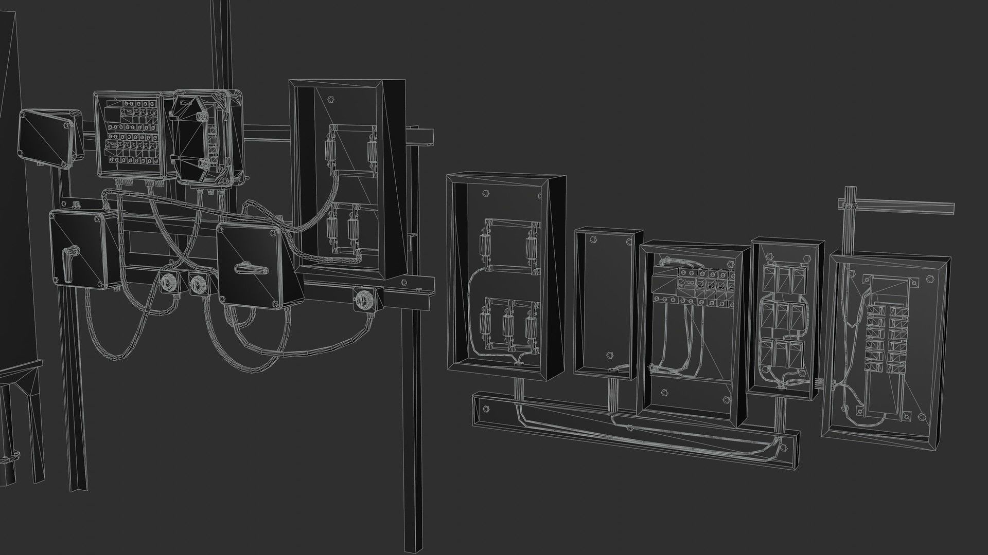Utility Electric Wall Fuse Boxes Props Low-poly 3D model_16