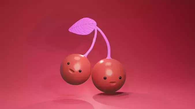 Cute low poly cherry