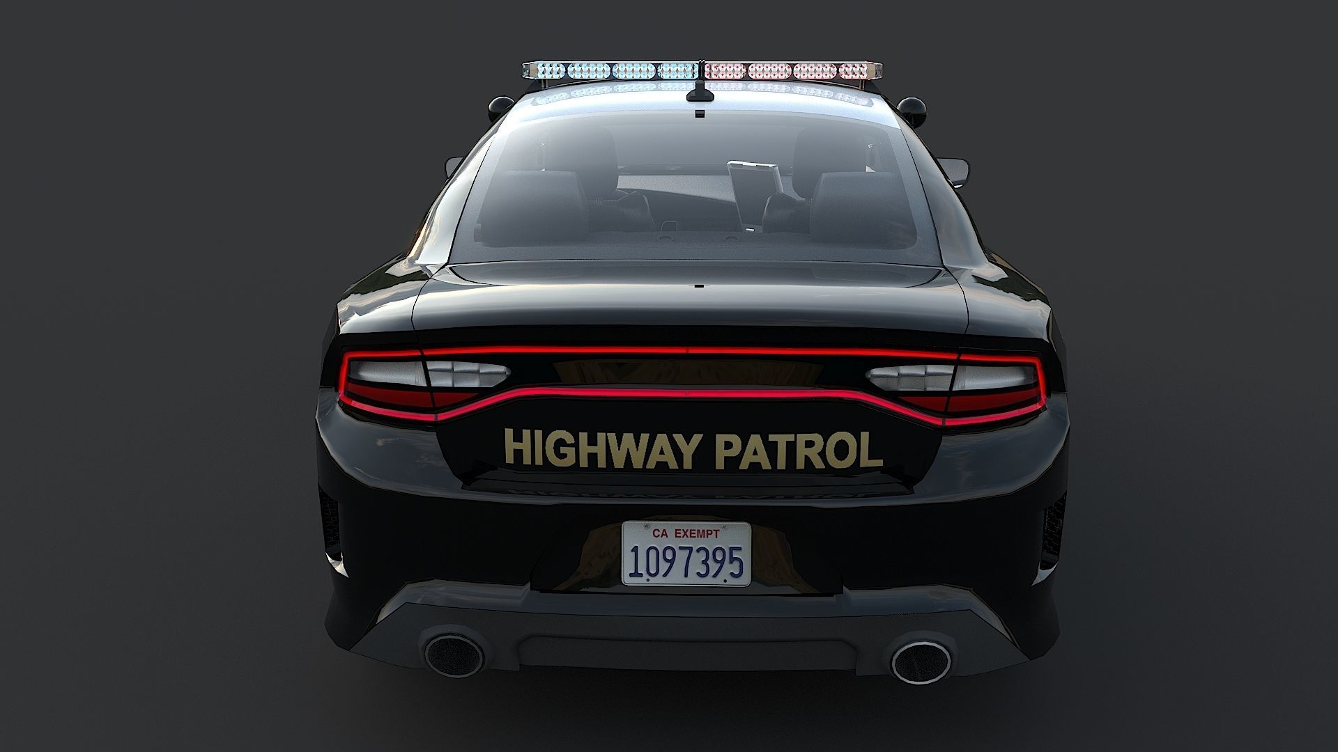 Police car Dodge Charger California highway patrol  Low-poly 3D model_9
