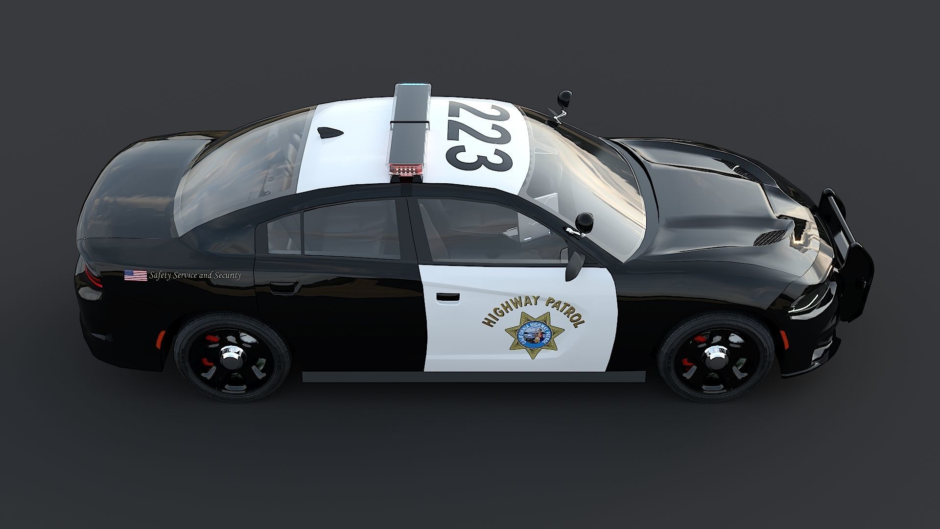 Police car Dodge Charger California highway patrol  Low-poly 3D model_12