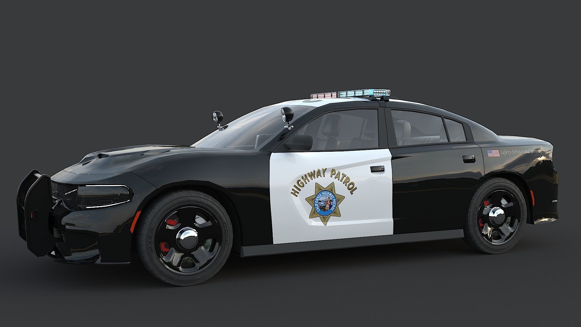 Police car Dodge Charger California highway patrol  Low-poly 3D model_11