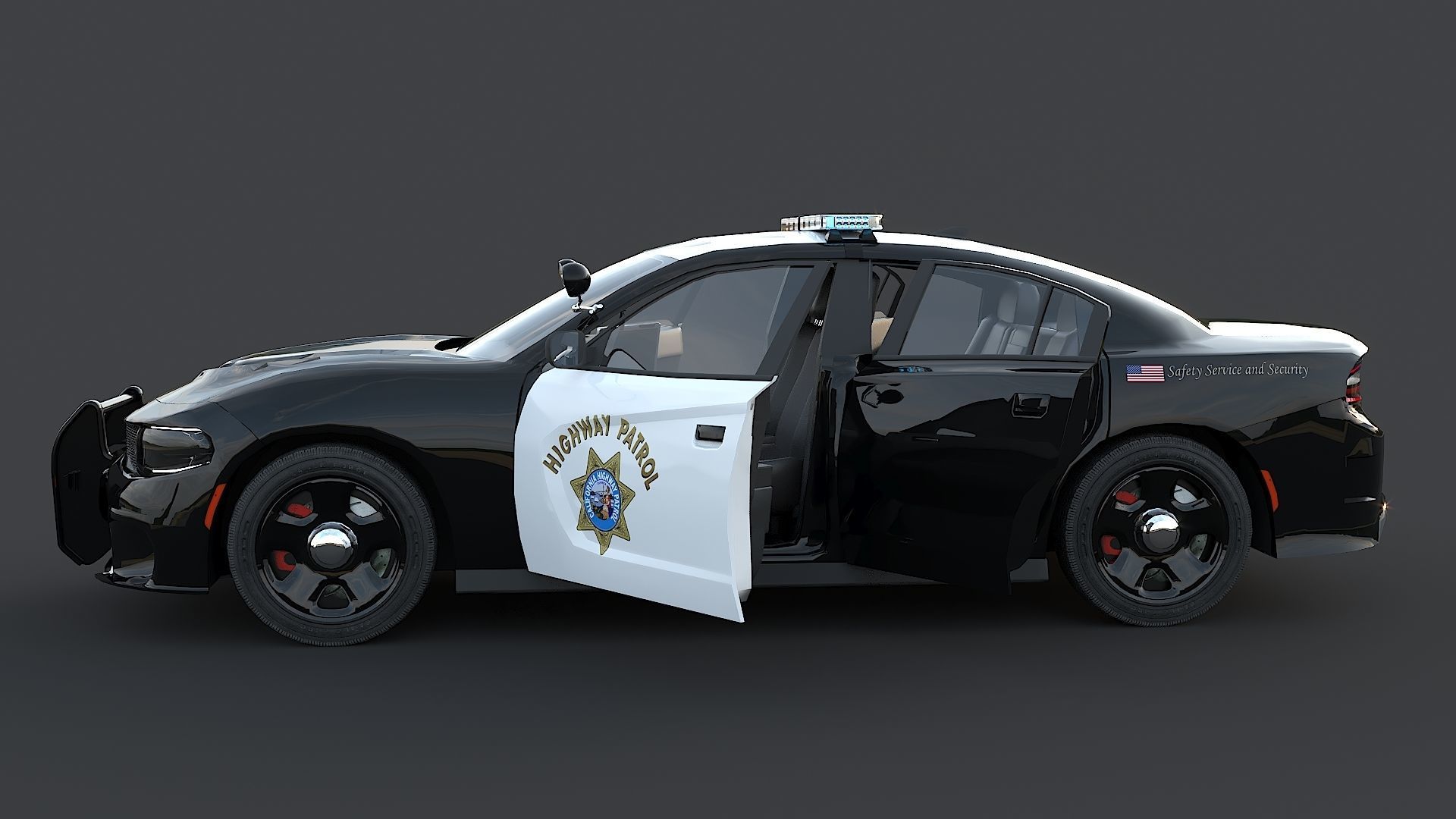 Police car Dodge Charger California highway patrol  Low-poly 3D model_7