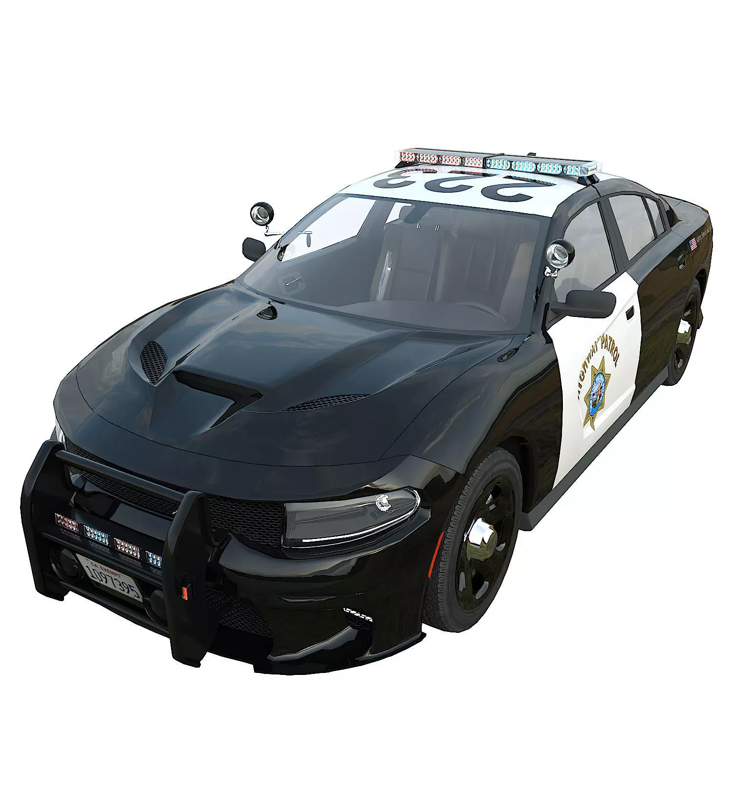 Police car Dodge Charger California highway patrol  Low-poly 3D model_0