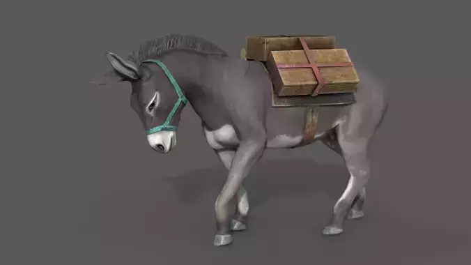 DONKEY WITH LOAD Low-poly 3D model