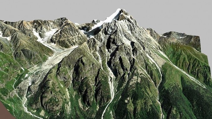 Mountain landscape Chalaadi glacier Mestia Svaneti Georgia 3D model