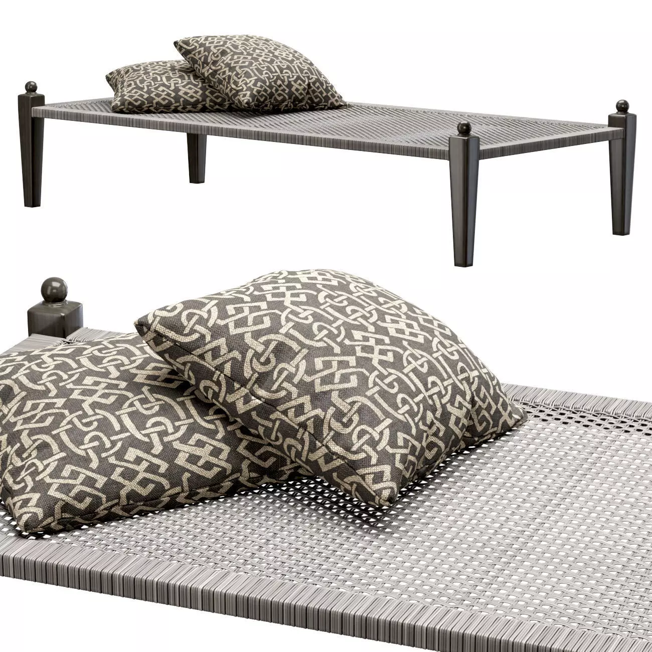 Laila rattan ottoman  3D model_0