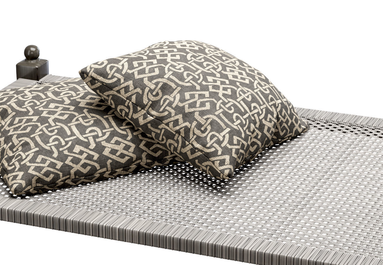 Laila rattan ottoman  3D model_2