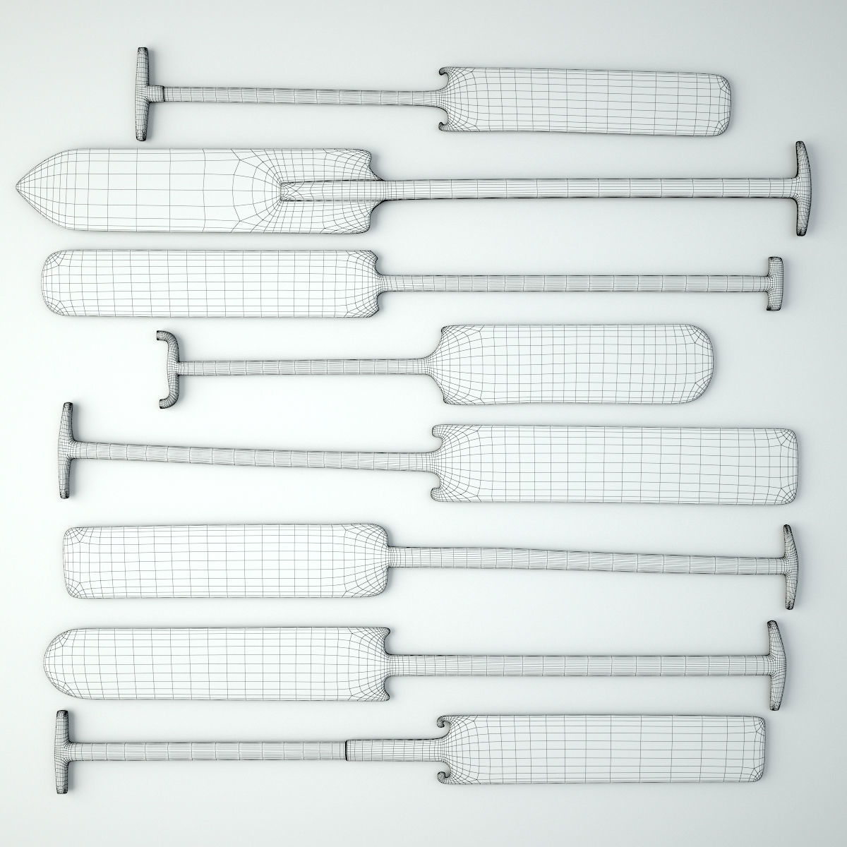 Boating Oars From Kerala 3D model_2