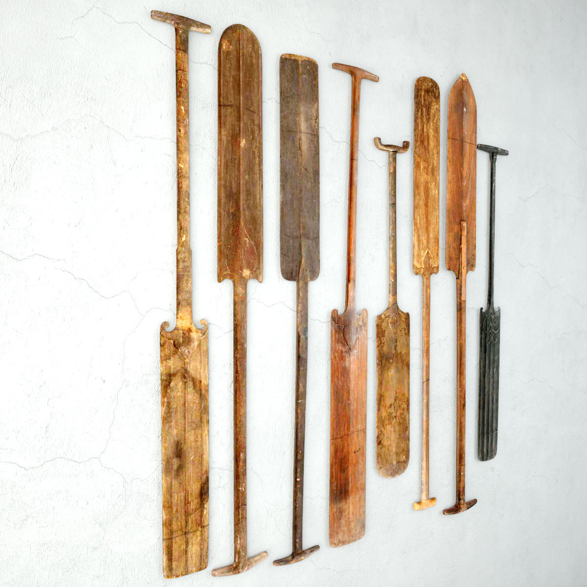 Boating Oars From Kerala 3D model_3