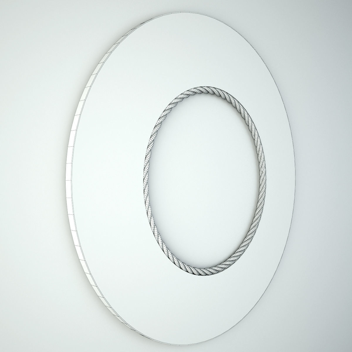 Salvaged Round Wood Mirror 3D model_4