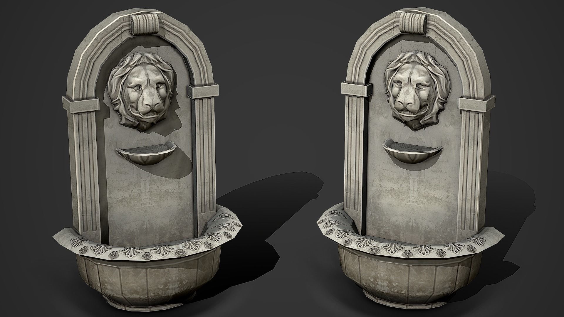 Wall Fountain Low Poly Mobile Ready Low-poly 3D model_1