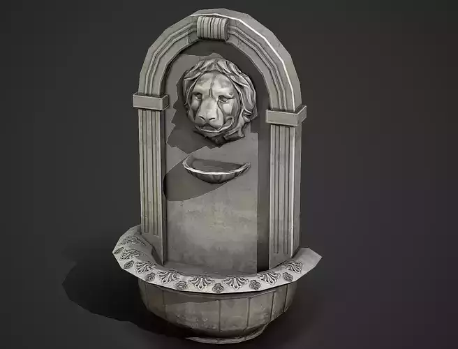 Wall Fountain Low Poly Mobile Ready Low-poly 3D model