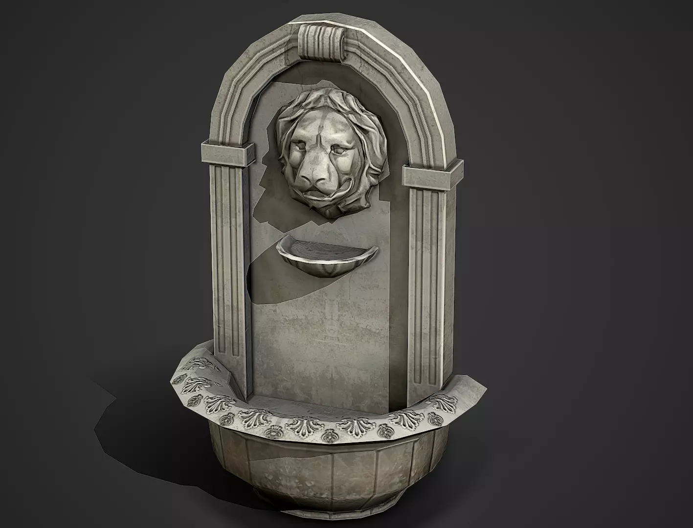 Wall Fountain Low Poly Mobile Ready Low-poly 3D model_0