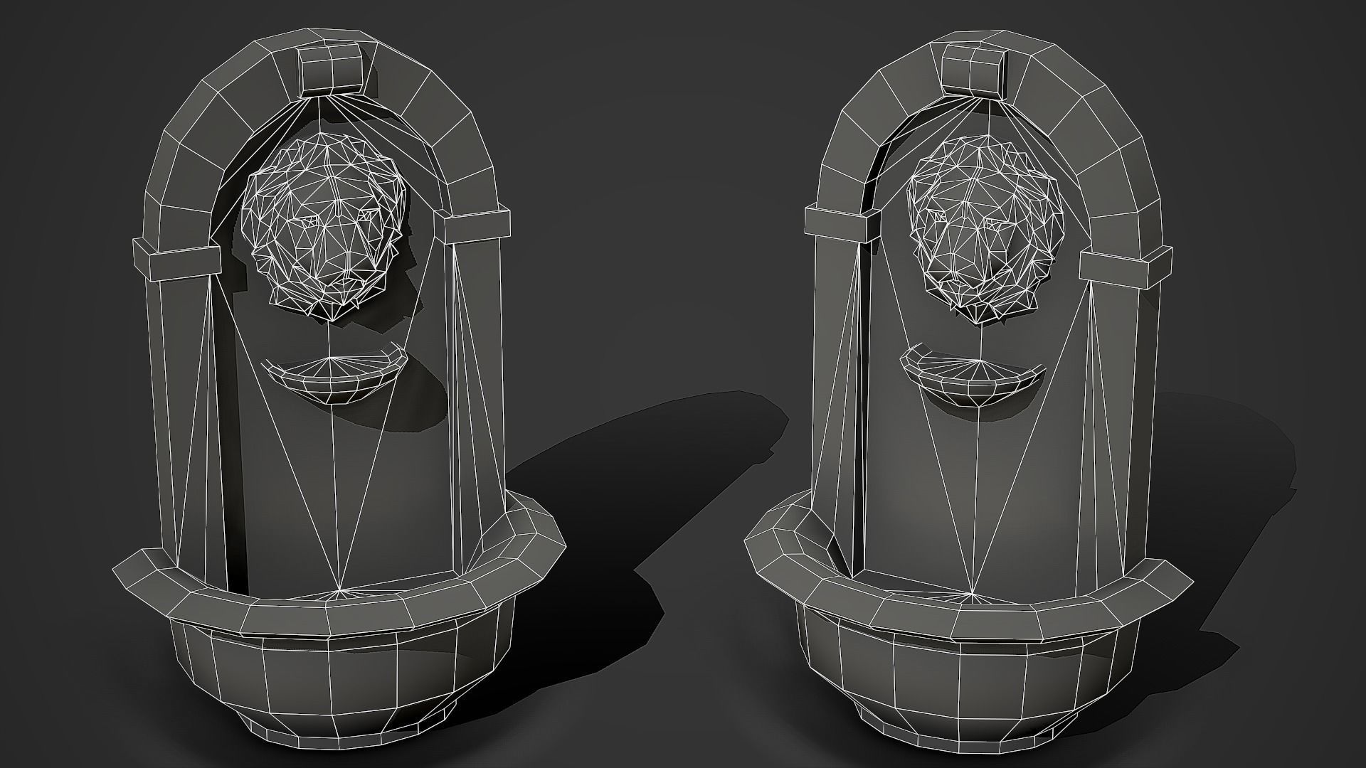 Wall Fountain Low Poly Mobile Ready Low-poly 3D model_5