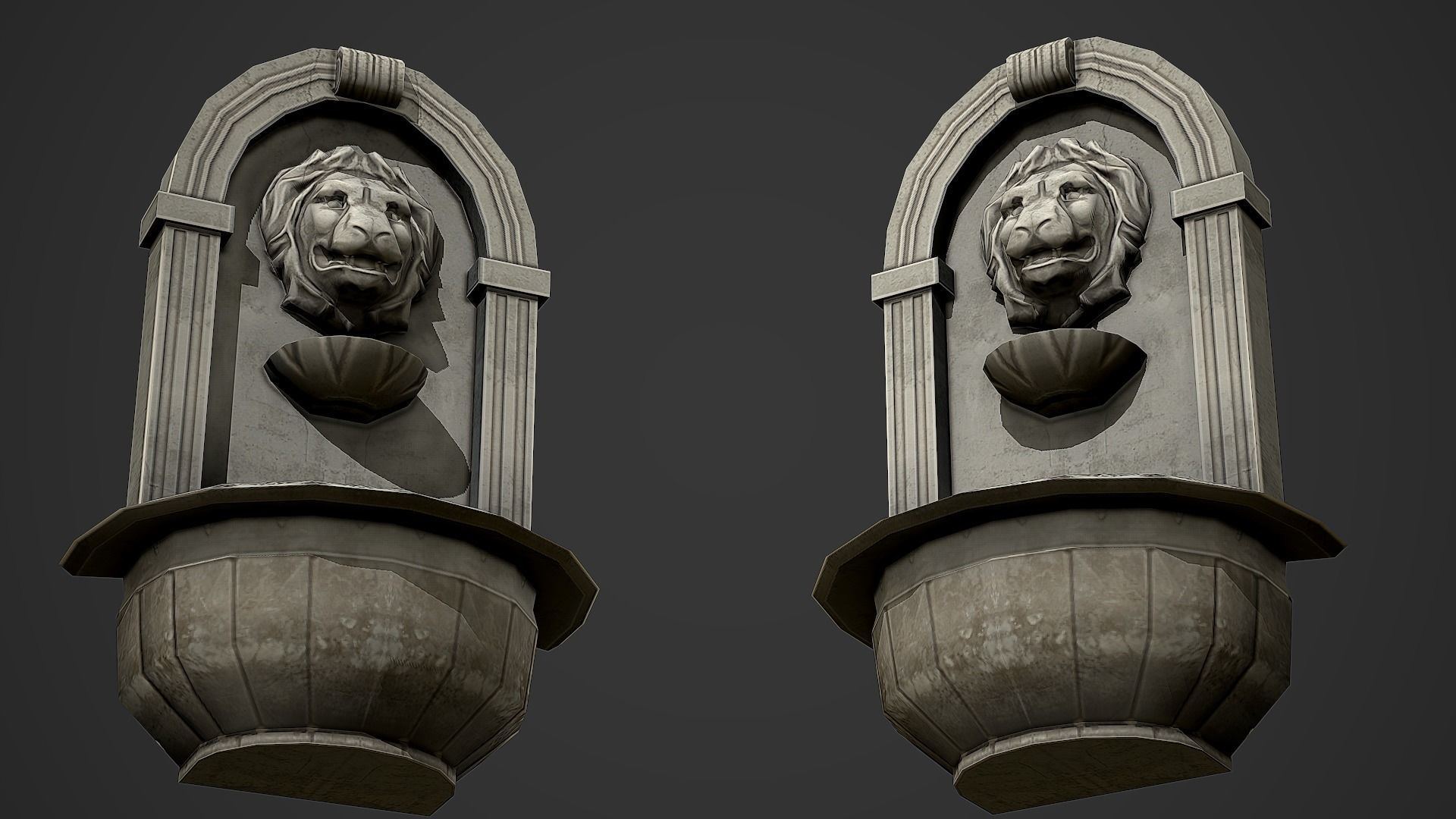 Wall Fountain Low Poly Mobile Ready Low-poly 3D model_3