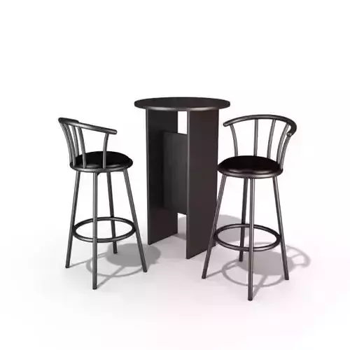 2 Round Chairs With A Table 3D model