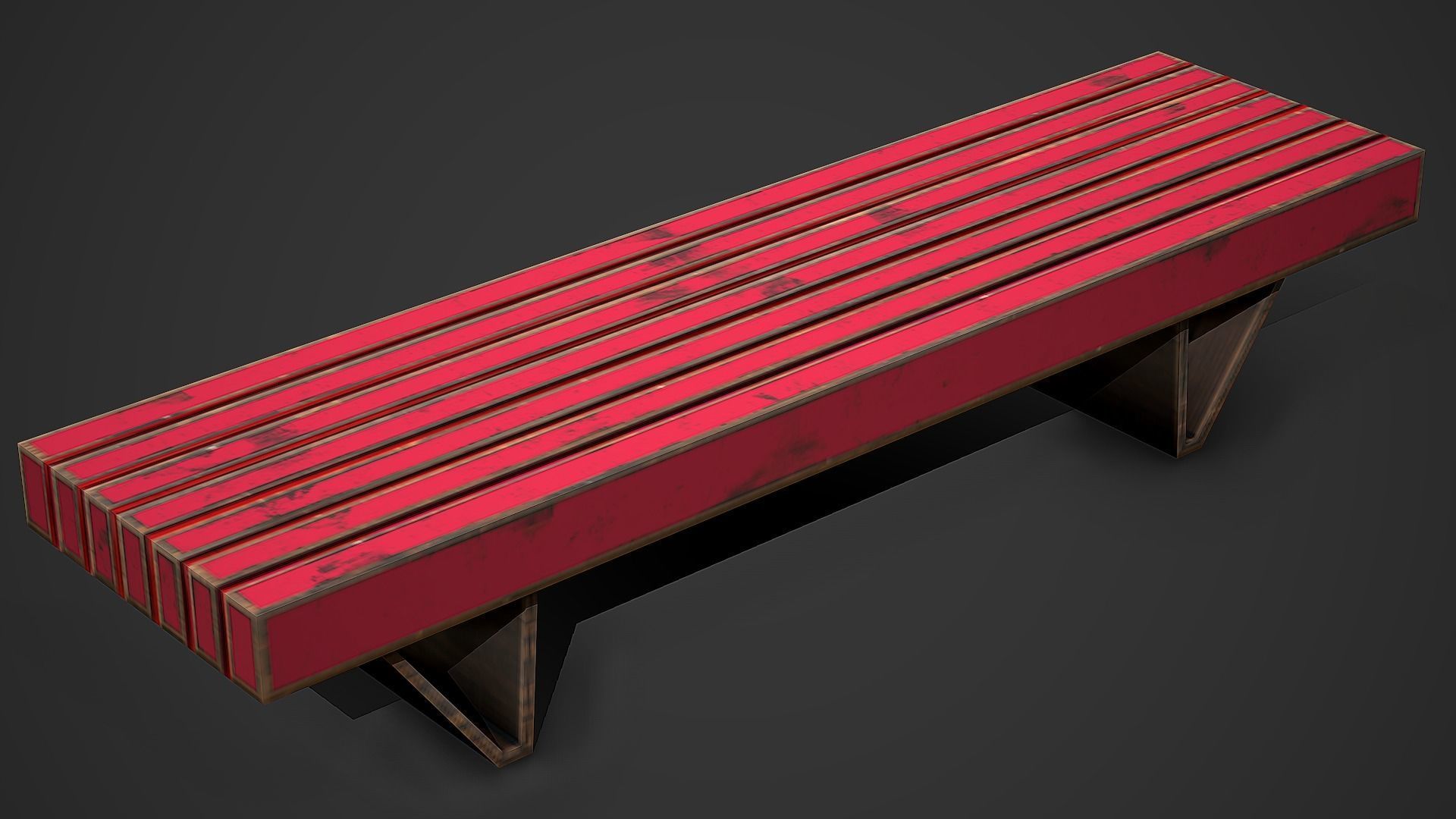 Street Bench 01 - Low Poly Mobile Ready Low-poly 3D model_2