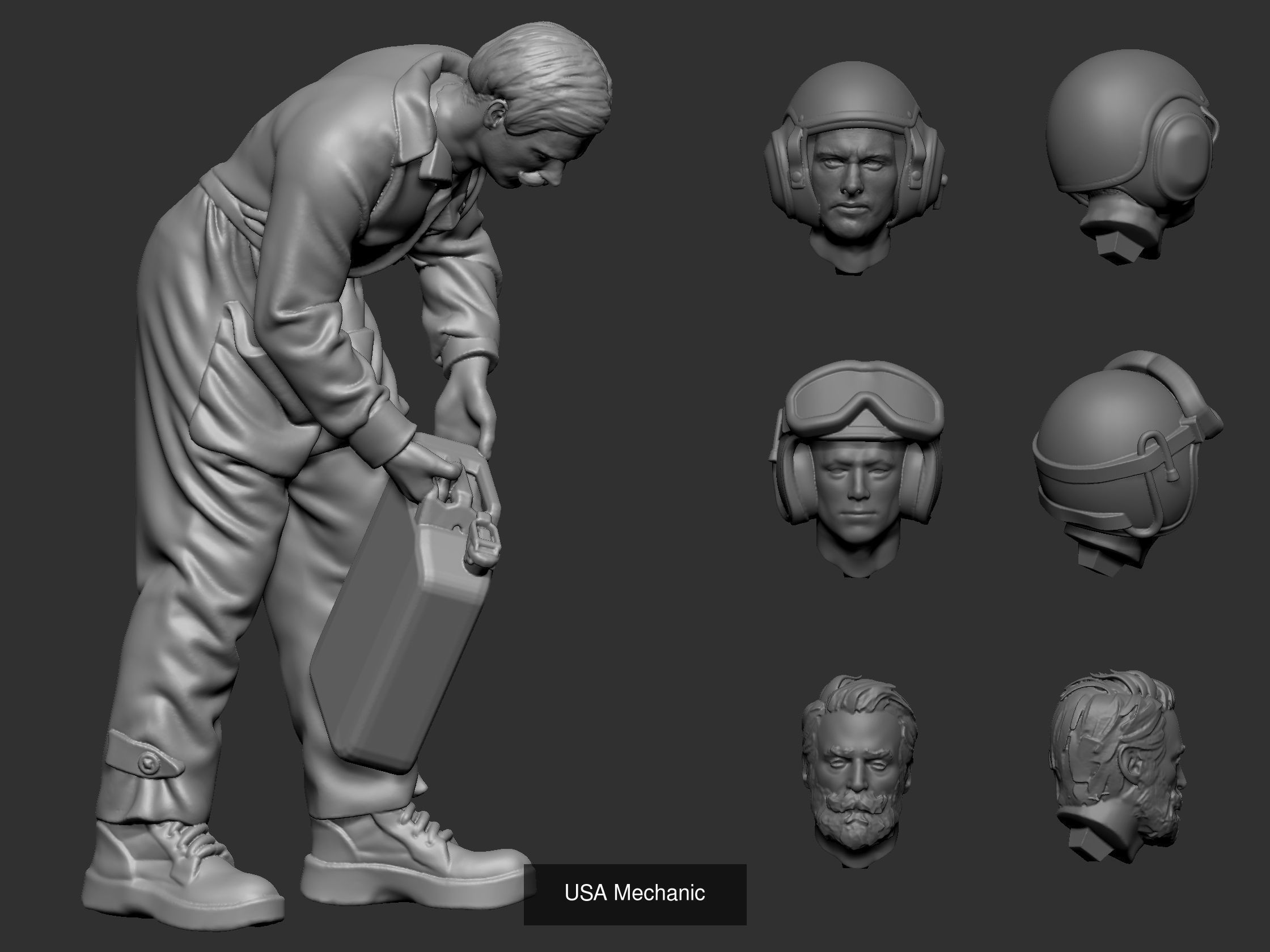 USA tank crew ww2 45 3D Model Collection _7