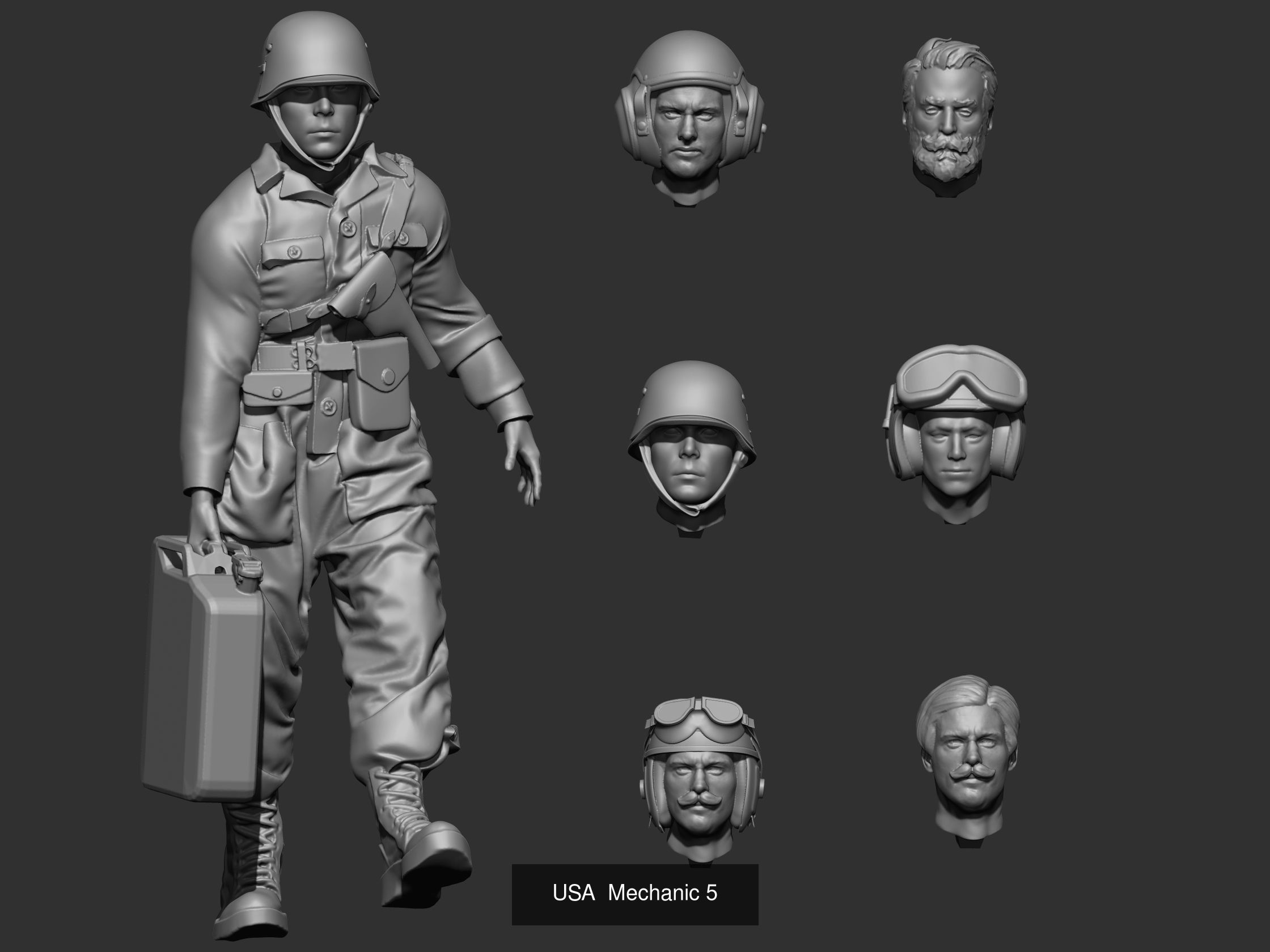 USA tank crew ww2 45 3D Model Collection _10