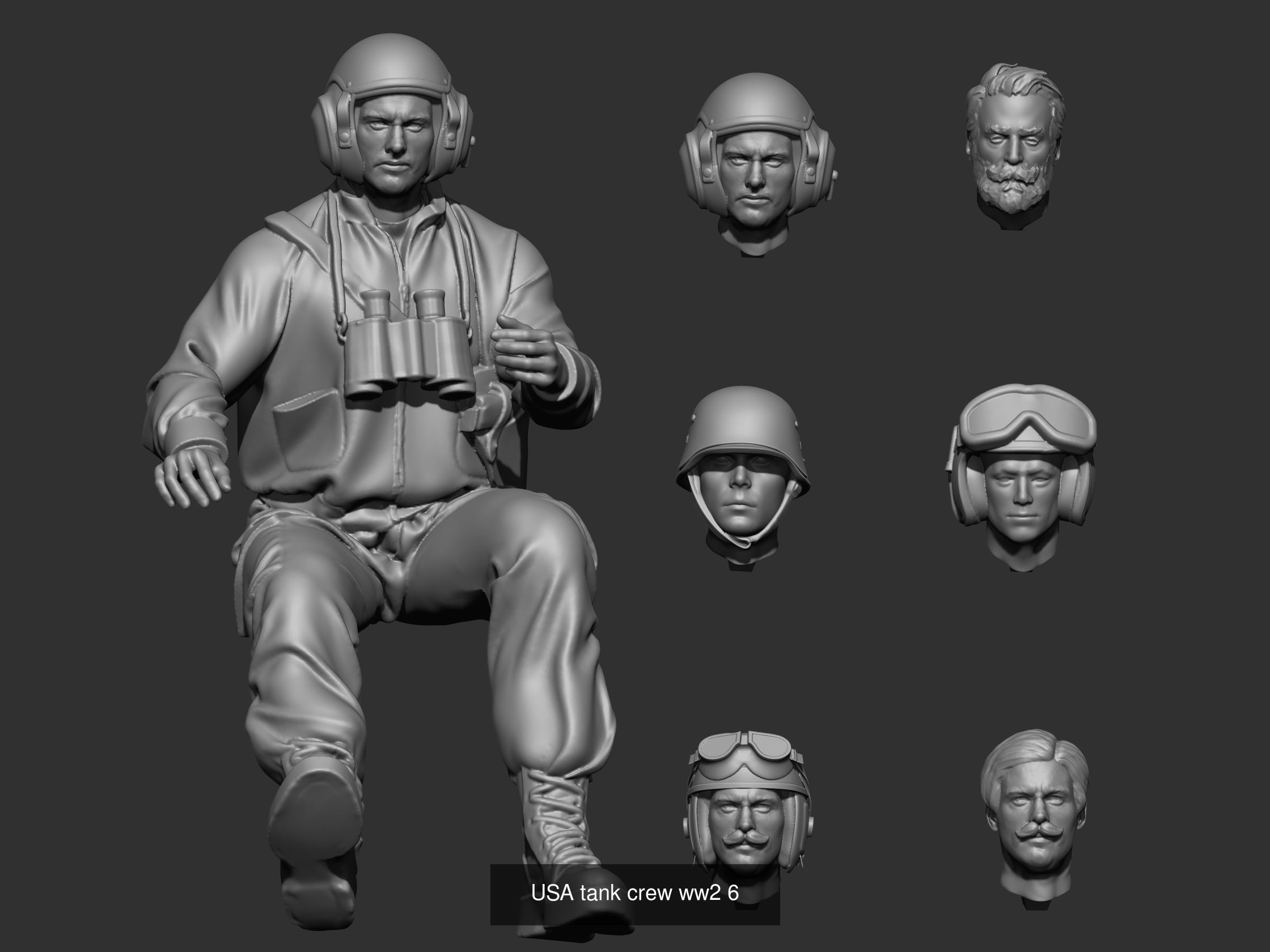 USA tank crew ww2 45 3D Model Collection _13