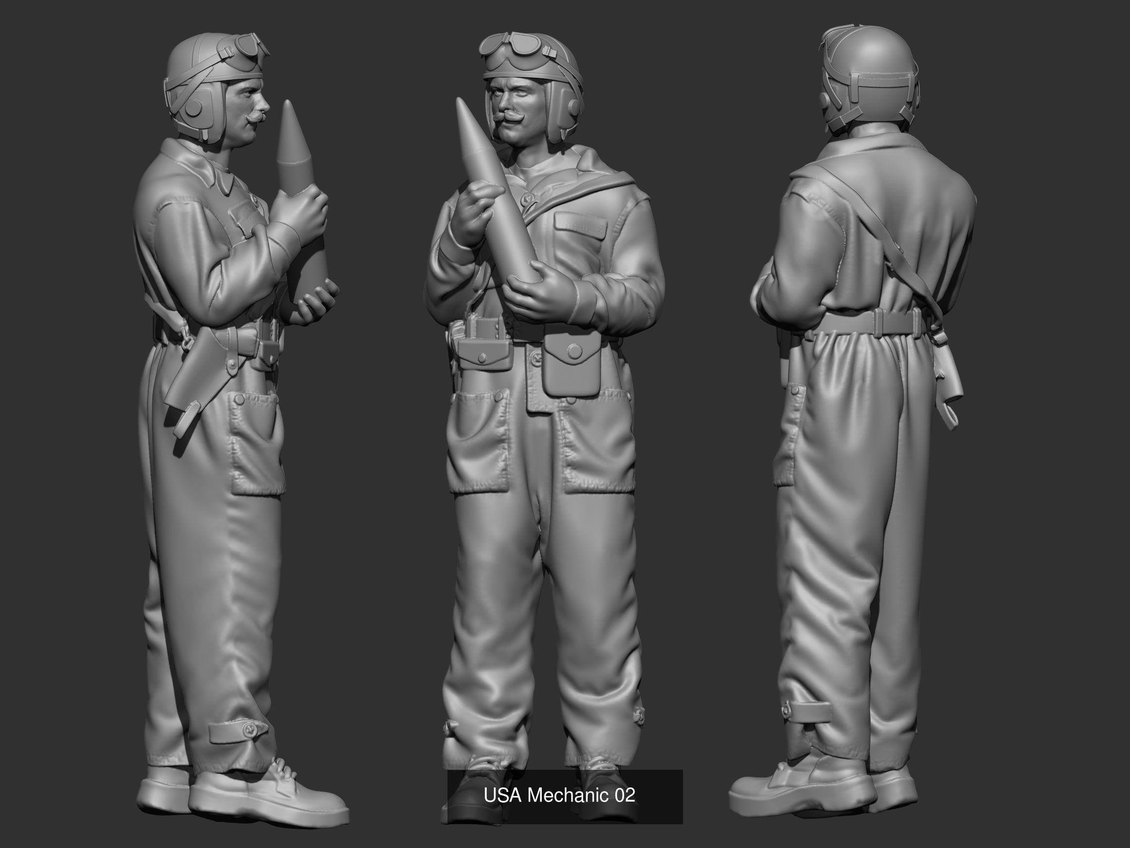 USA tank crew ww2 45 3D Model Collection _8