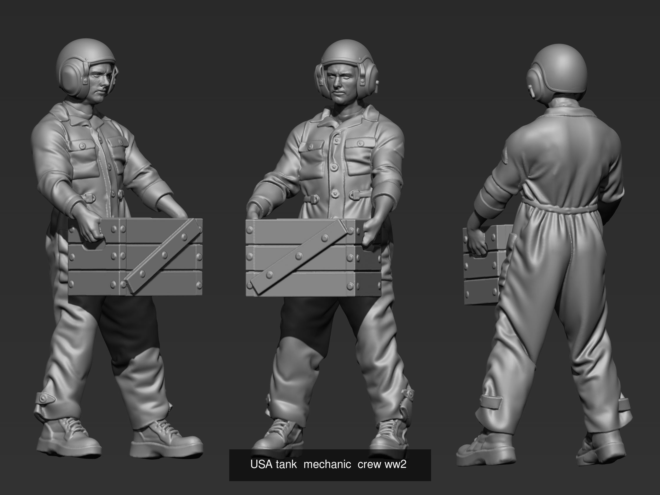 USA tank crew ww2 45 3D Model Collection _6