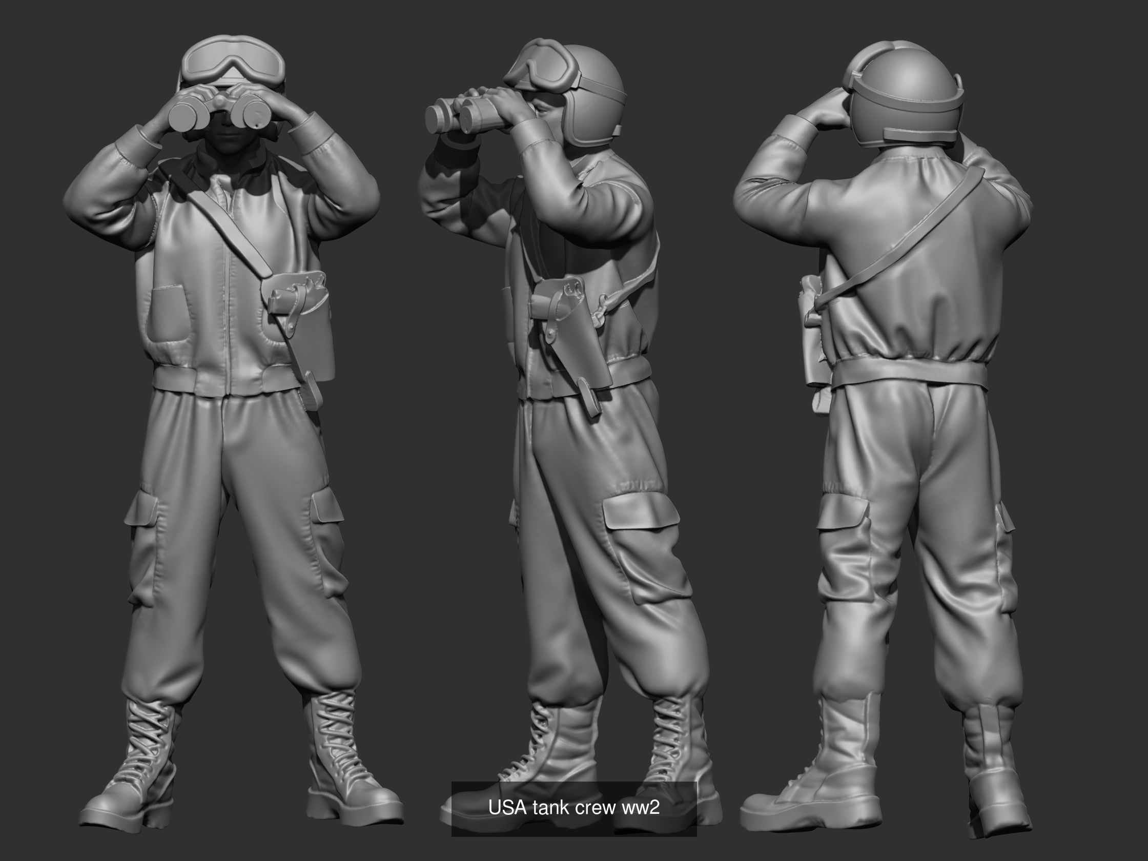 USA tank crew ww2 45 3D Model Collection _1