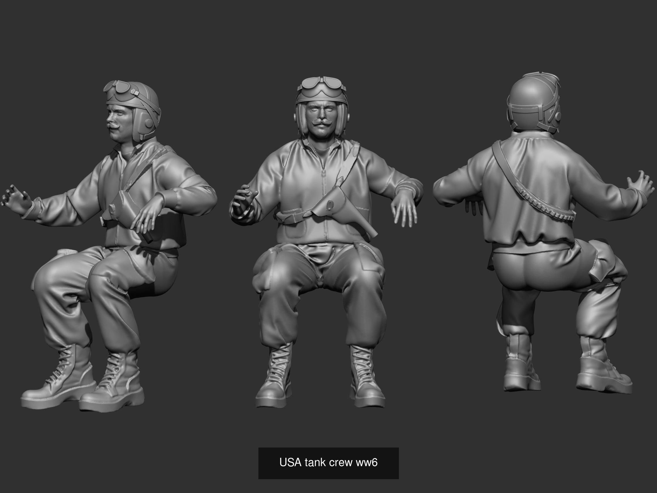 USA tank crew ww2 45 3D Model Collection _11