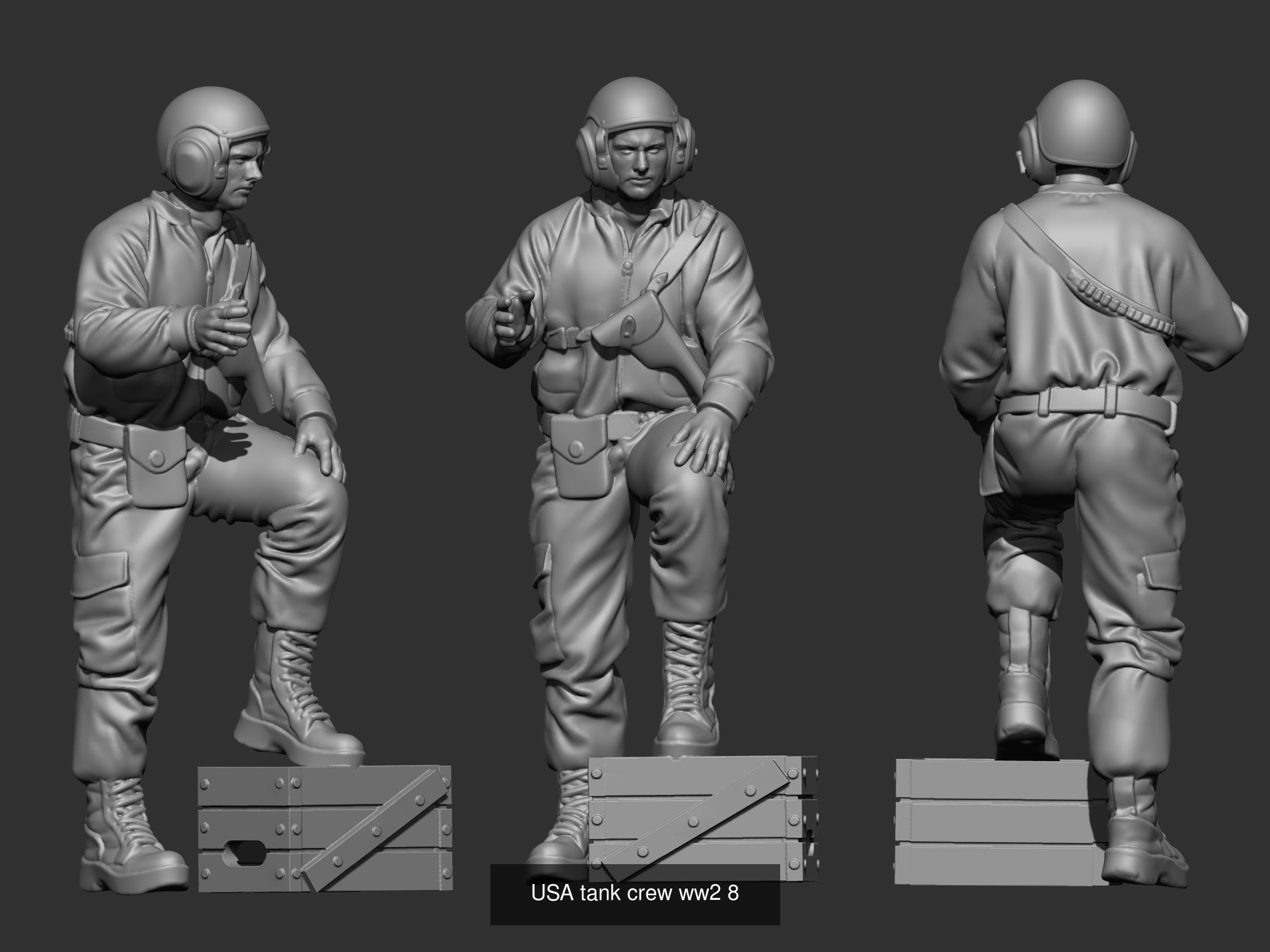 USA tank crew ww2 45 3D Model Collection _14