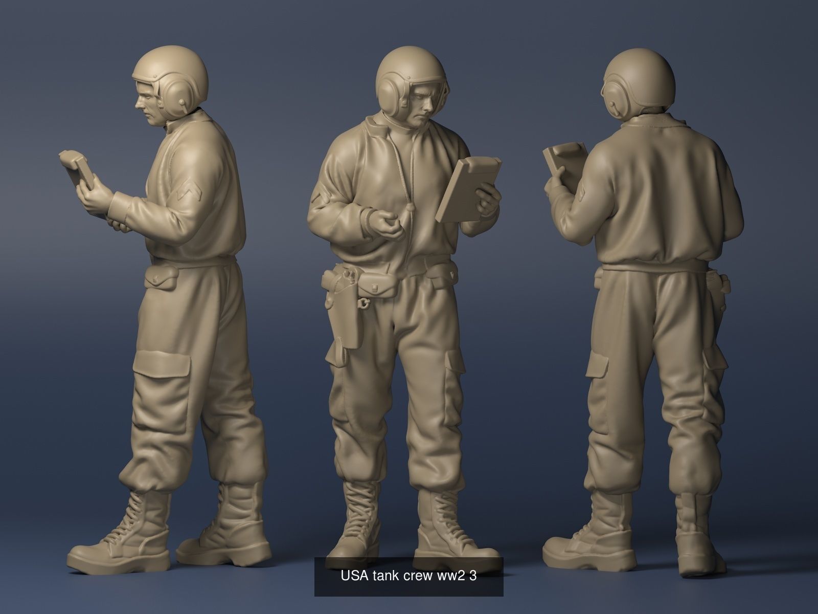 USA tank crew ww2 45 3D Model Collection _2