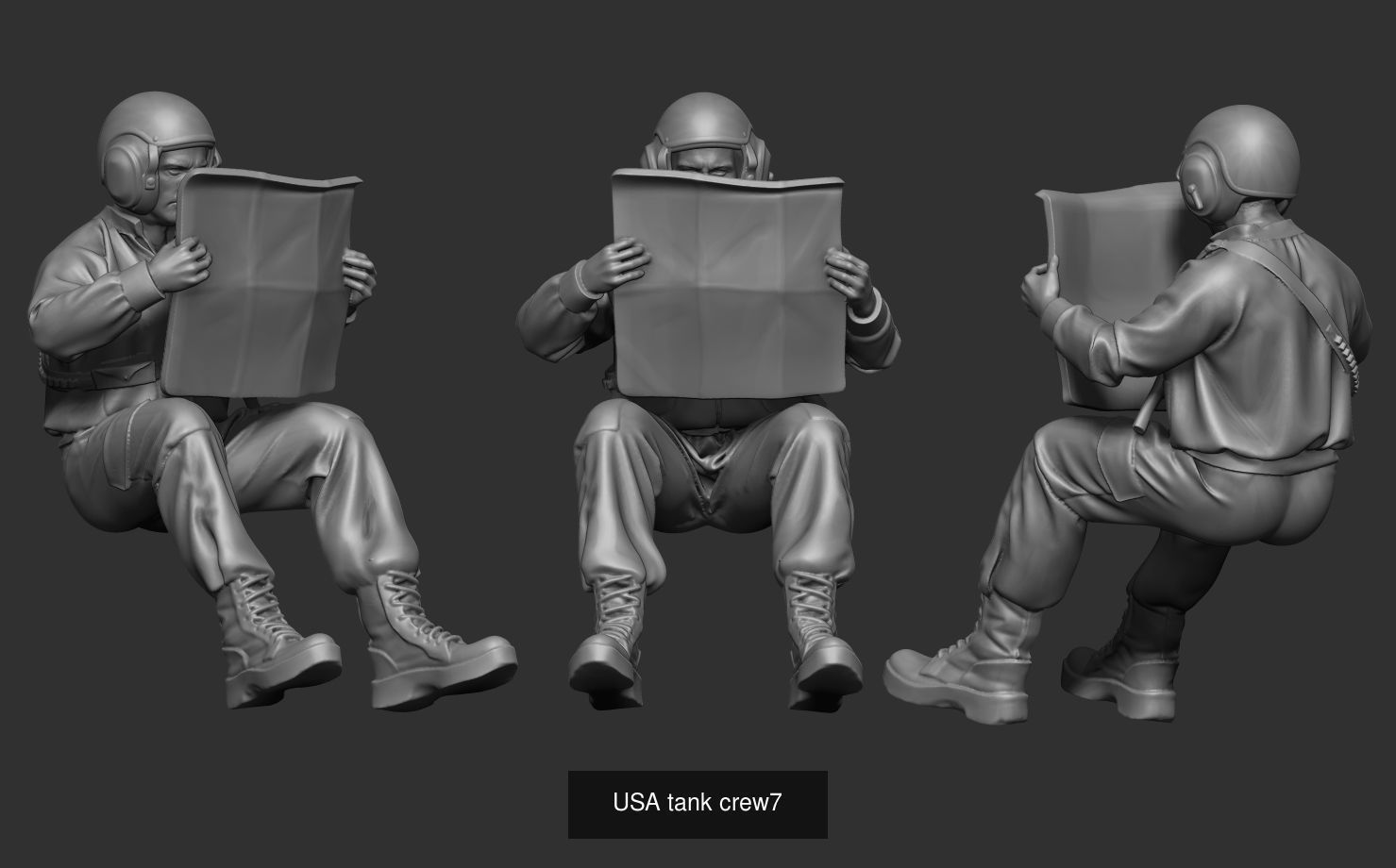 USA tank crew ww2 45 3D Model Collection _12