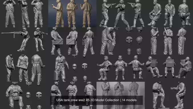 USA tank crew ww2 45 3D Model Collection 
