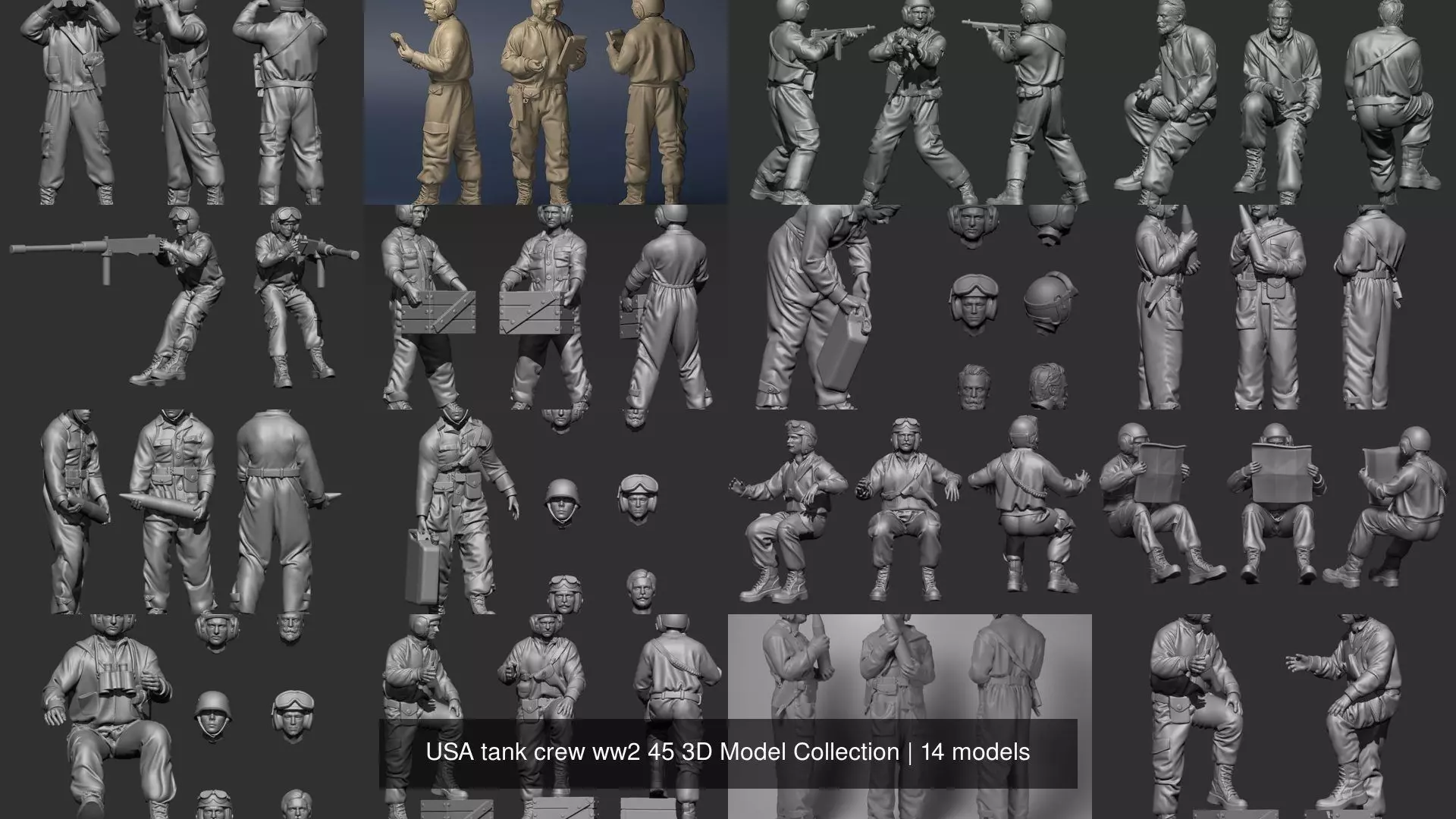 USA tank crew ww2 45 3D Model Collection _0