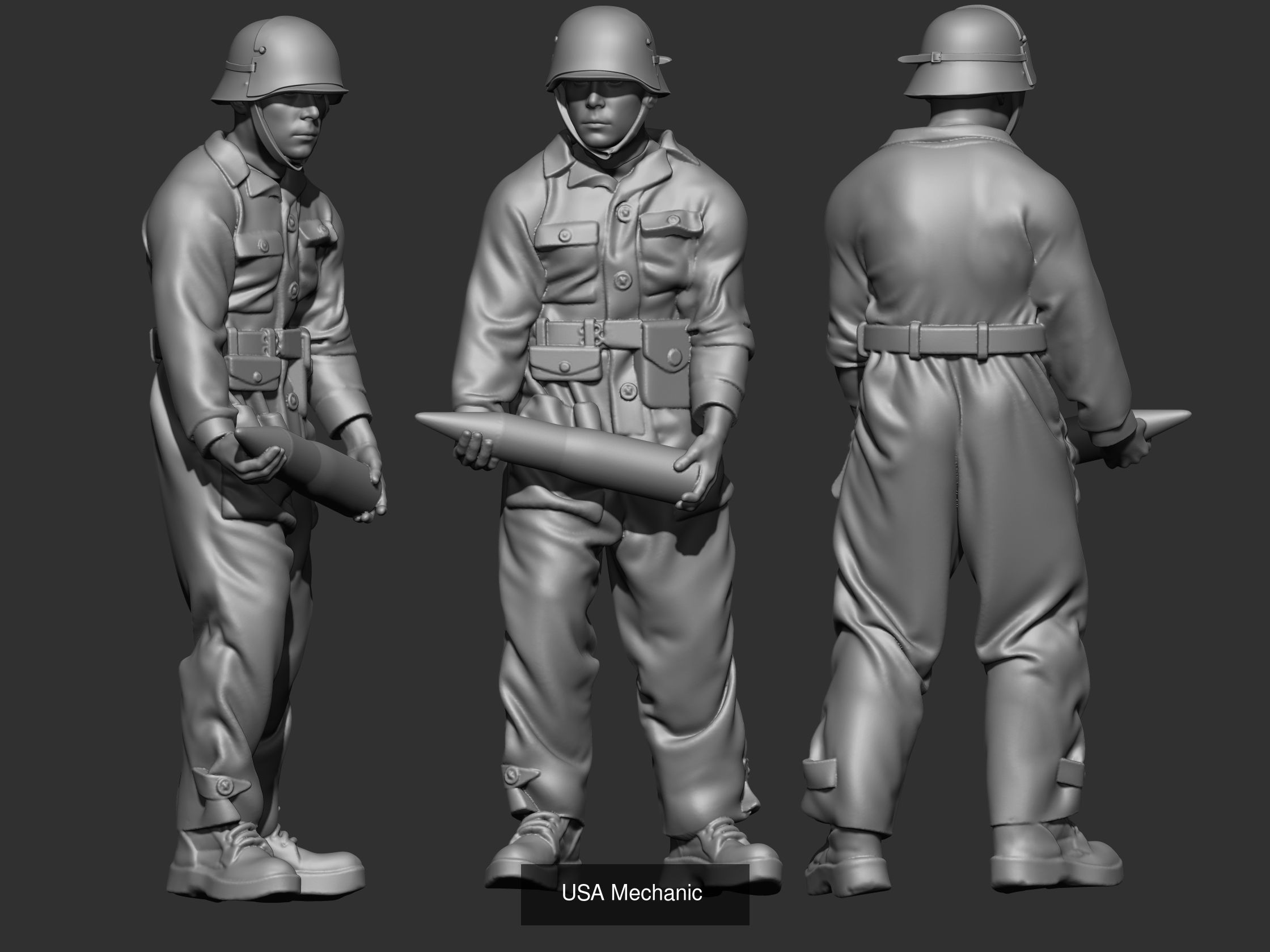 USA tank crew ww2 45 3D Model Collection _9