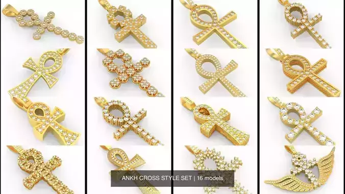 ANKH CROSS STYLE SET 3D Model Collection