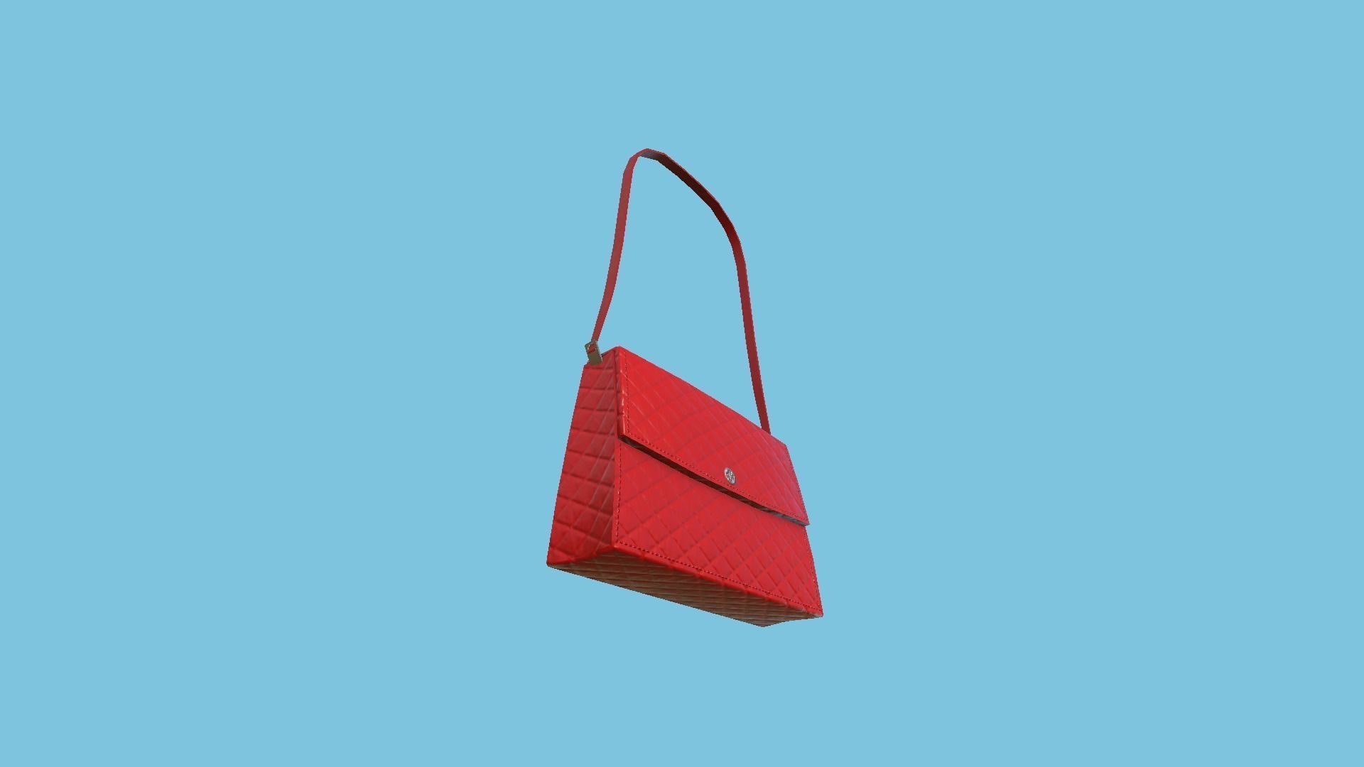 Red Leather Female Bag - Character Fashion Design Low-poly 3D model_4