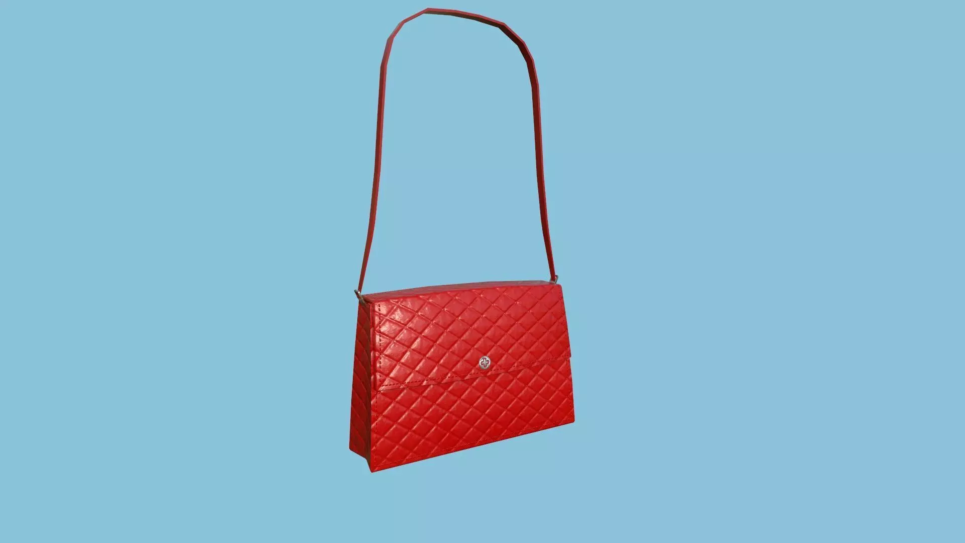 Red Leather Female Bag - Character Fashion Design Low-poly 3D model_0