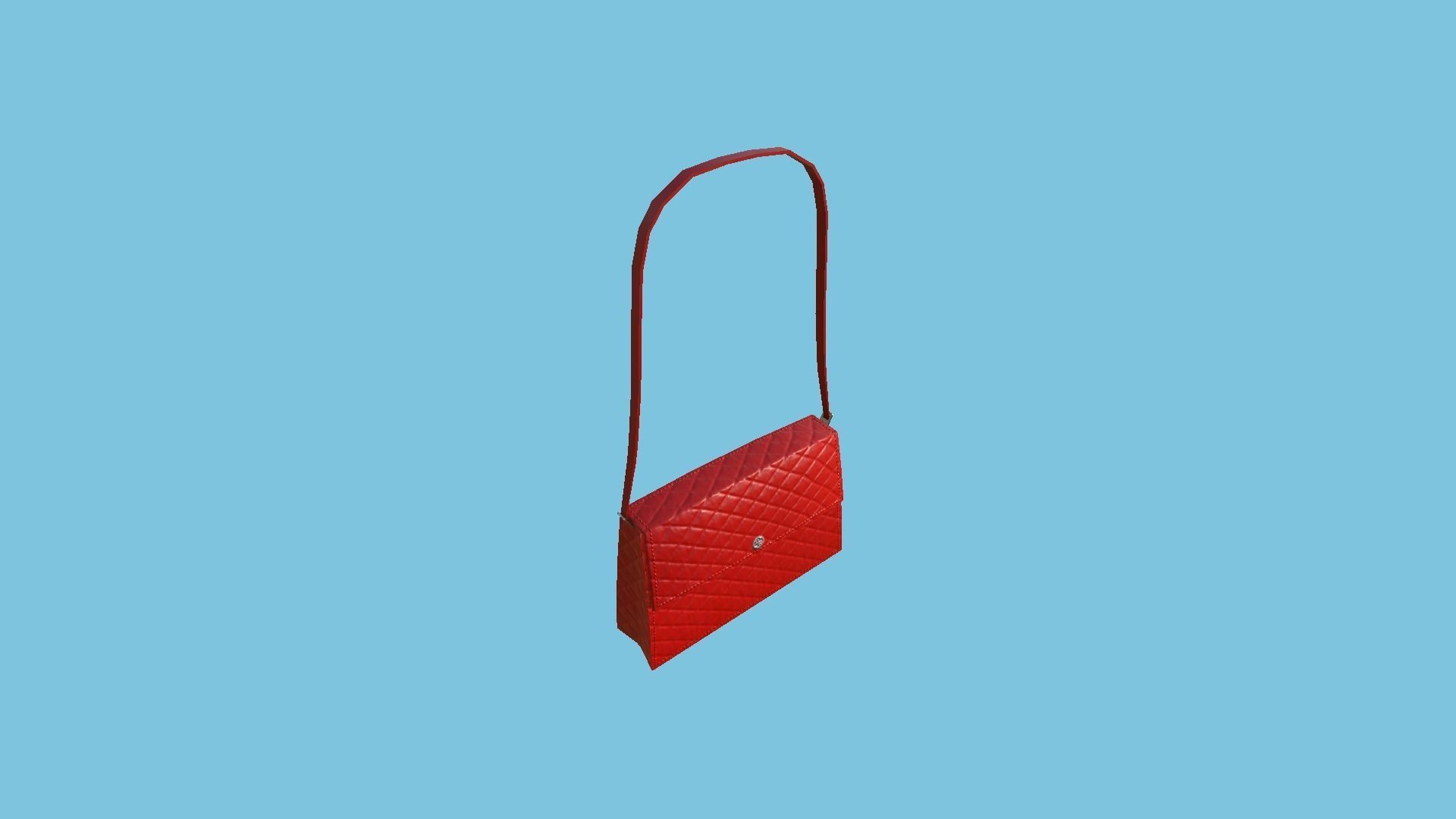 Red Leather Female Bag - Character Fashion Design Low-poly 3D model_2