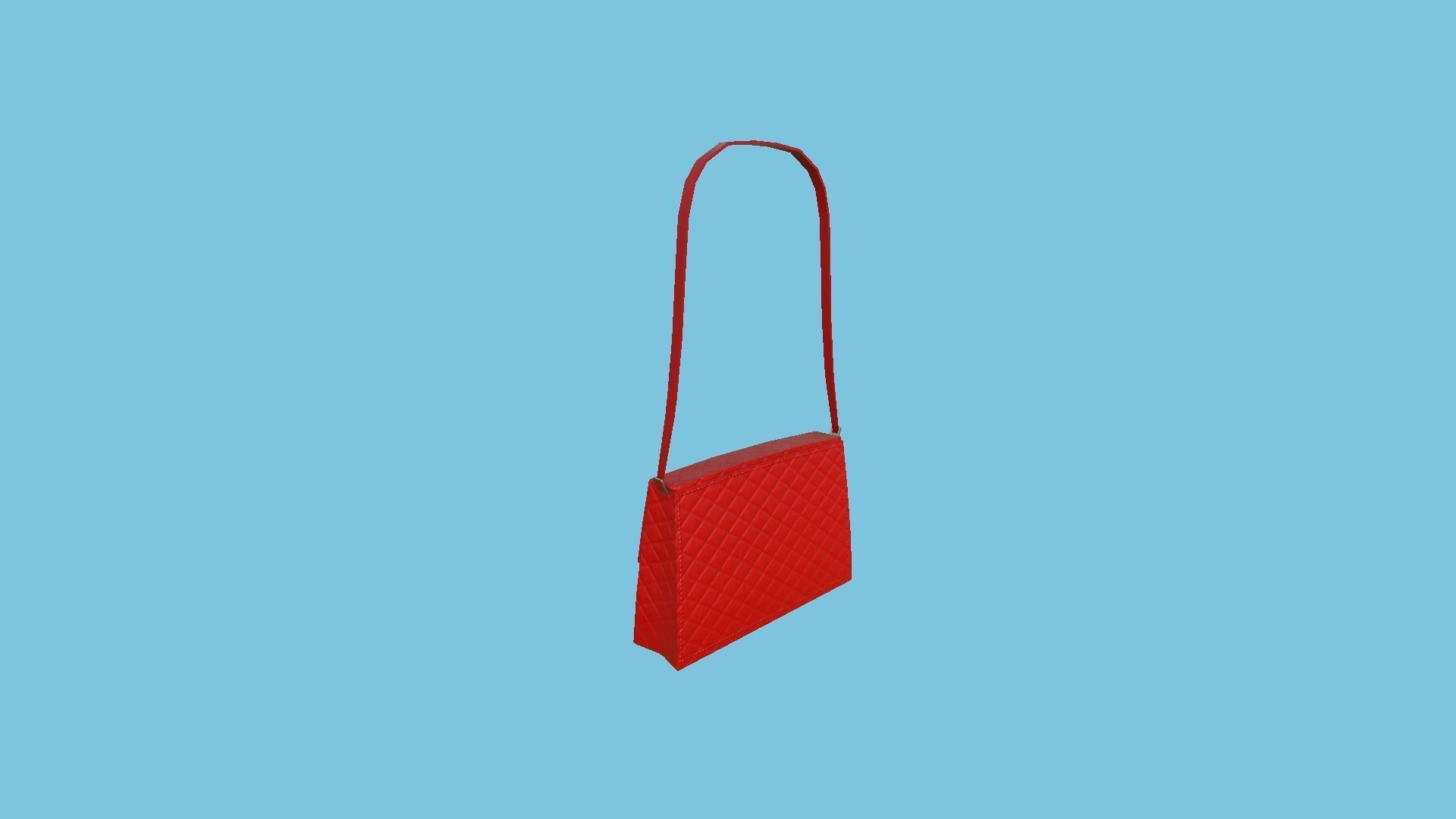 Red Leather Female Bag - Character Fashion Design Low-poly 3D model_1