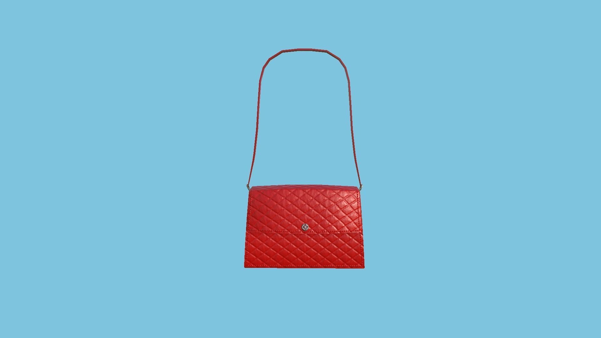 Red Leather Female Bag - Character Fashion Design Low-poly 3D model_3