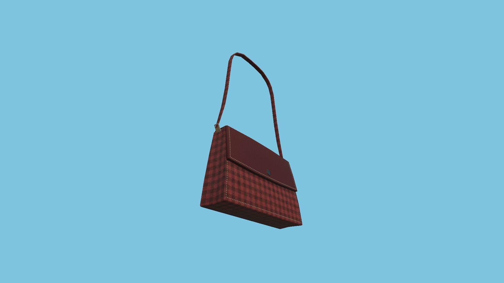 Red Plaid Female Bag - Character Fashion Design Low-poly 3D model_4