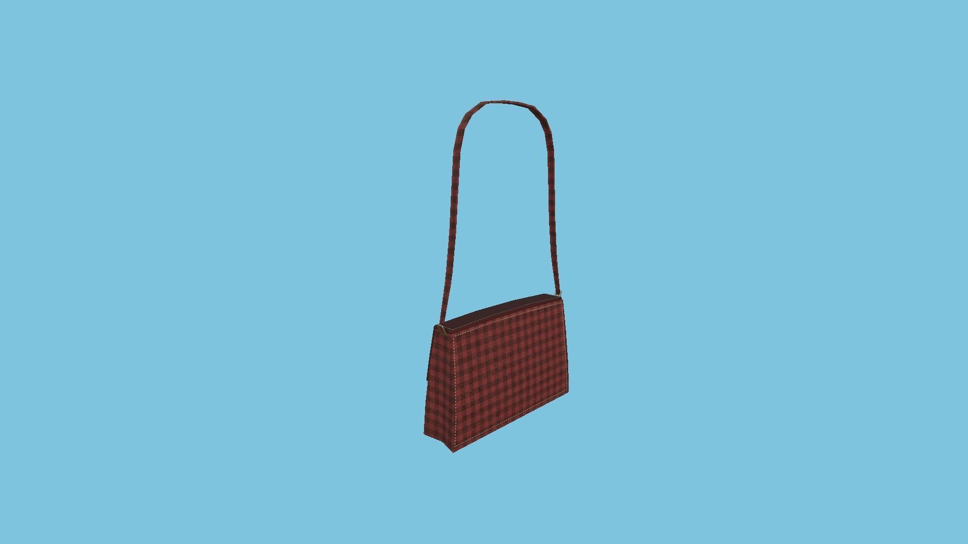 Red Plaid Female Bag - Character Fashion Design Low-poly 3D model_3