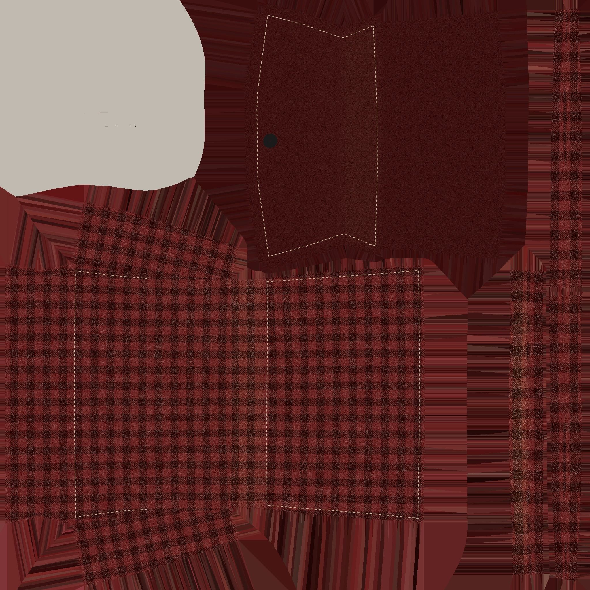 Red Plaid Female Bag - Character Fashion Design Low-poly 3D model_12