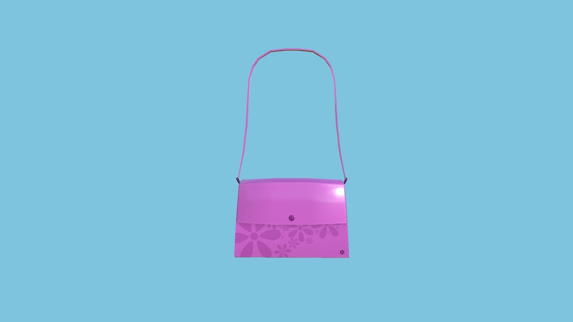 Pink Glossy Female Bag - Character Fashion Design Low-poly 3D model_1